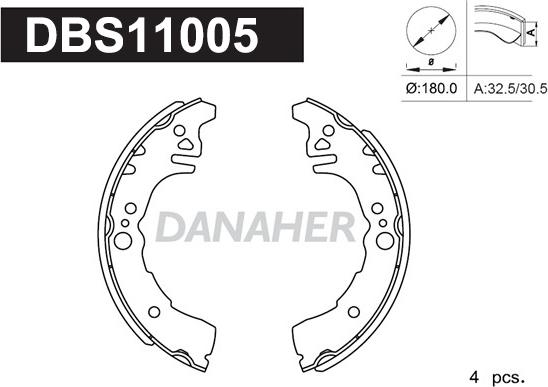 Danaher DBS11005 - Jeu de mâchoires de frein cwaw.fr