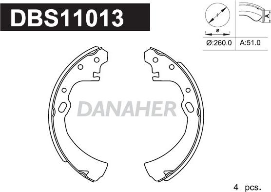 Danaher DBS11013 - Jeu de mâchoires de frein cwaw.fr