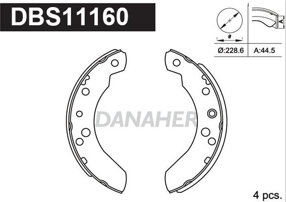 Danaher DBS11160 - Jeu de mâchoires de frein cwaw.fr