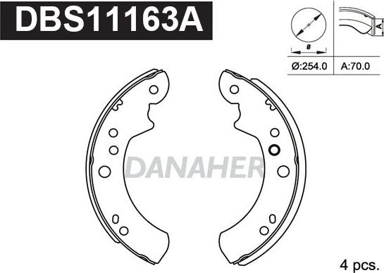 Danaher DBS11163A - Jeu de mâchoires de frein cwaw.fr