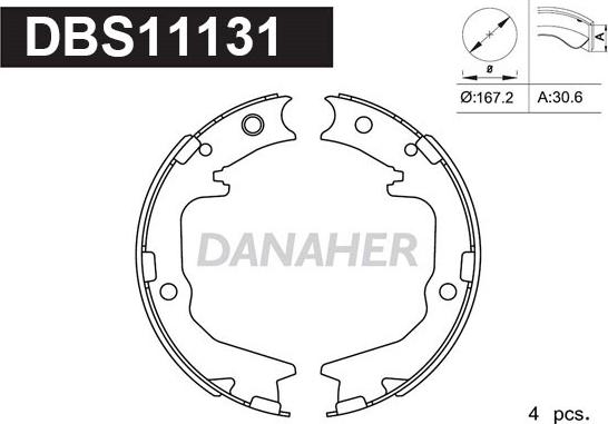 Danaher DBS11131 - Jeu de mâchoires de frein, frein de stationnement cwaw.fr