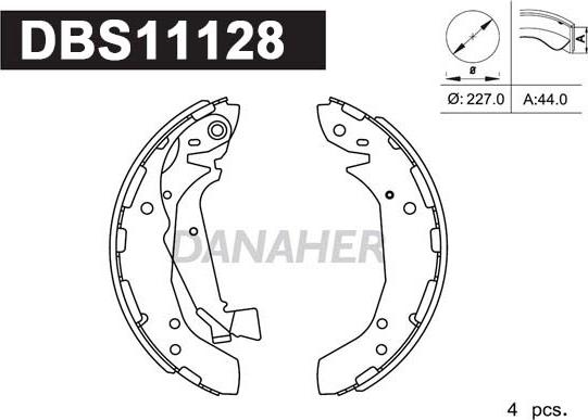 Danaher DBS11128 - Jeu de mâchoires de frein cwaw.fr