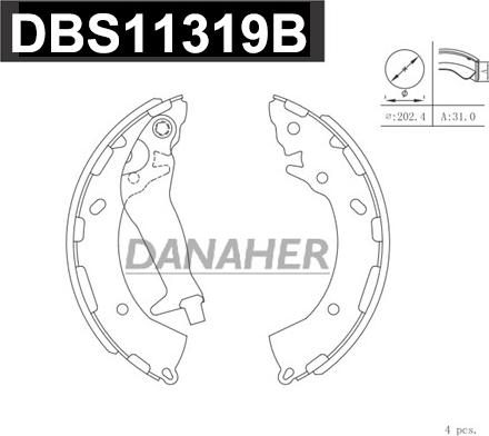 Danaher DBS11319B - Jeu de mâchoires de frein cwaw.fr