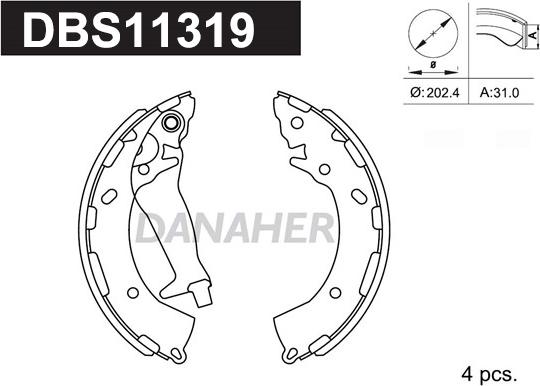 Danaher DBS11319 - Jeu de mâchoires de frein cwaw.fr