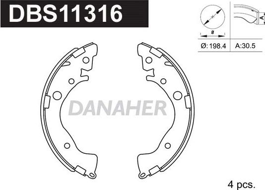 Danaher DBS11316 - Jeu de mâchoires de frein cwaw.fr