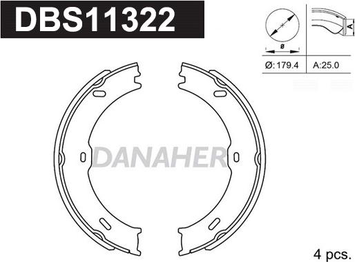 Danaher DBS11322 - Jeu de mâchoires de frein, frein de stationnement cwaw.fr