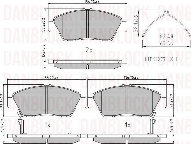 DAN-BLOCK DB 510992 - Kit de plaquettes de frein, frein à disque cwaw.fr