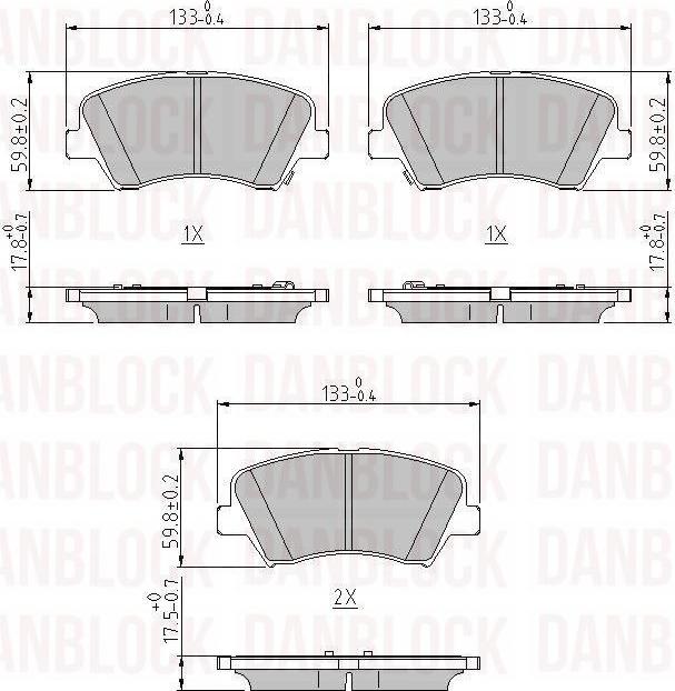 DAN-BLOCK DB 510980 - Kit de plaquettes de frein, frein à disque cwaw.fr