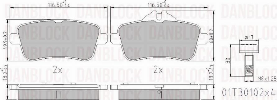 DAN-BLOCK DB 510971 - Kit de plaquettes de frein, frein à disque cwaw.fr