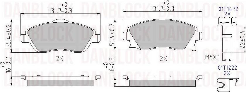 DAN-BLOCK DB 510446 - Kit de plaquettes de frein, frein à disque cwaw.fr