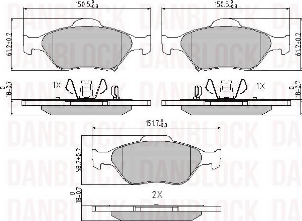 DAN-BLOCK DB 510454 - Kit de plaquettes de frein, frein à disque cwaw.fr