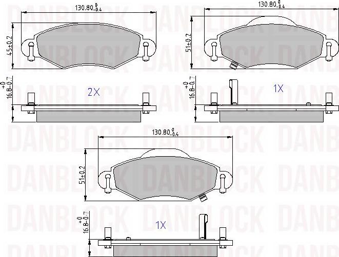 DAN-BLOCK DB 510452 - Kit de plaquettes de frein, frein à disque cwaw.fr