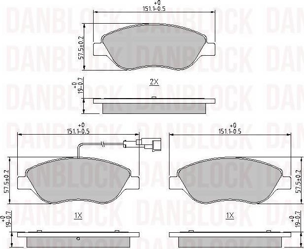 DAN-BLOCK DB 510411 - Kit de plaquettes de frein, frein à disque cwaw.fr