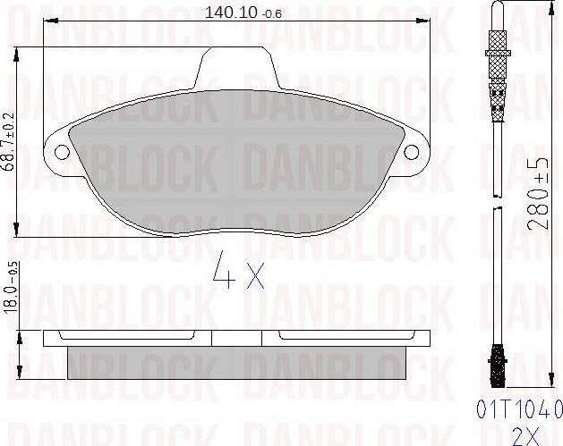 DAN-BLOCK DB 510438 - Kit de plaquettes de frein, frein à disque cwaw.fr