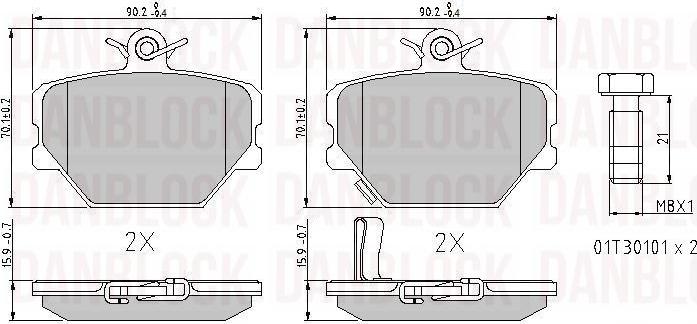 DAN-BLOCK DB 510429 - Kit de plaquettes de frein, frein à disque cwaw.fr