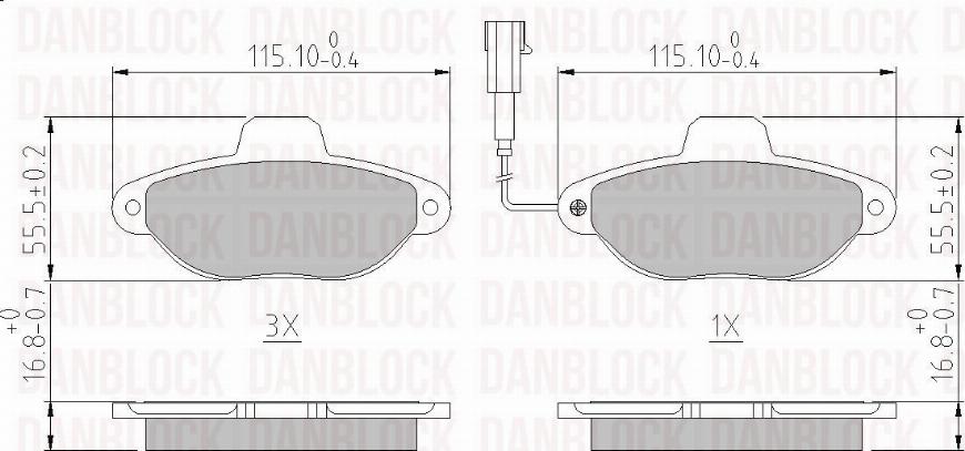 DAN-BLOCK DB 510594 - Kit de plaquettes de frein, frein à disque cwaw.fr