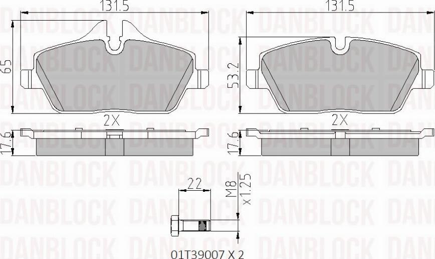 DAN-BLOCK DB 510505 - Kit de plaquettes de frein, frein à disque cwaw.fr