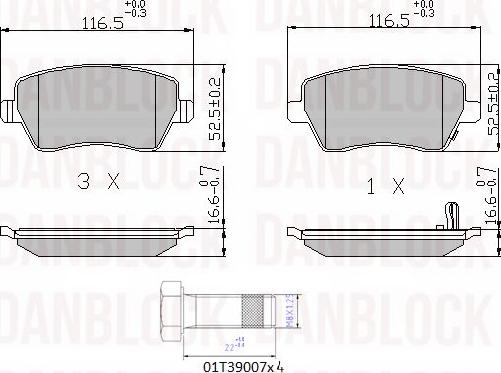 DAN-BLOCK DB 510503 - Kit de plaquettes de frein, frein à disque cwaw.fr