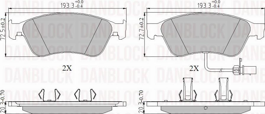 DAN-BLOCK DB 510576 - Kit de plaquettes de frein, frein à disque cwaw.fr