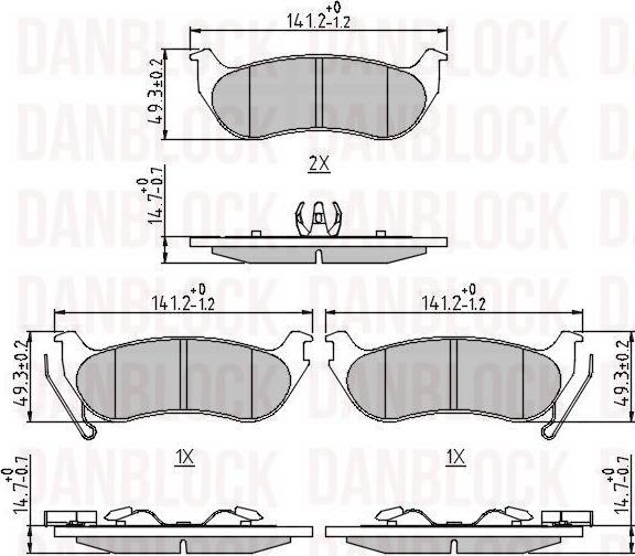 DAN-BLOCK DB 510644 - Kit de plaquettes de frein, frein à disque cwaw.fr