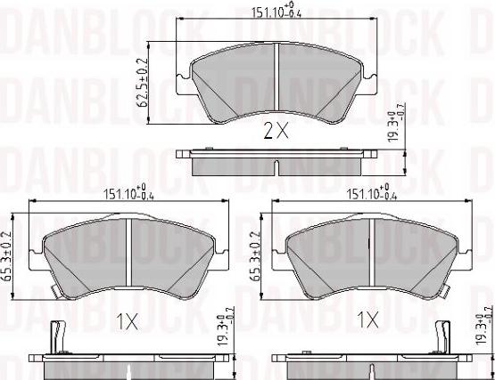 DAN-BLOCK DB 510608 - Kit de plaquettes de frein, frein à disque cwaw.fr