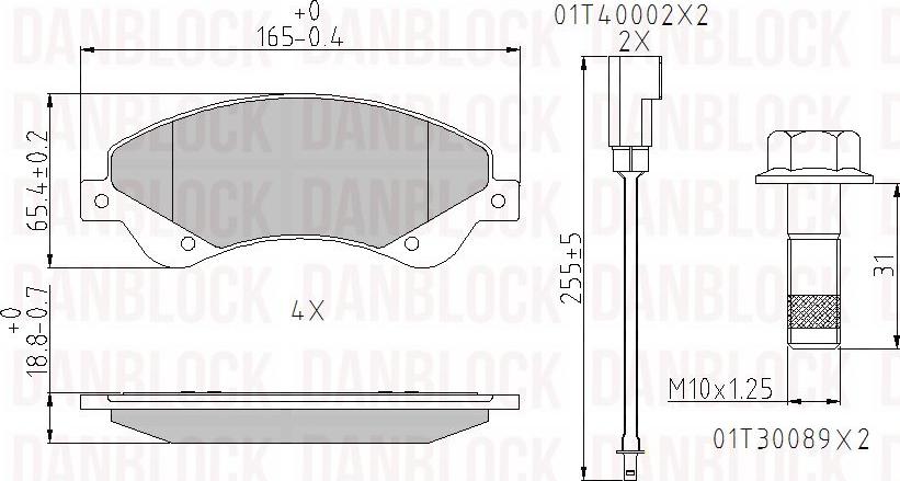 DAN-BLOCK DB 510615 - Kit de plaquettes de frein, frein à disque cwaw.fr