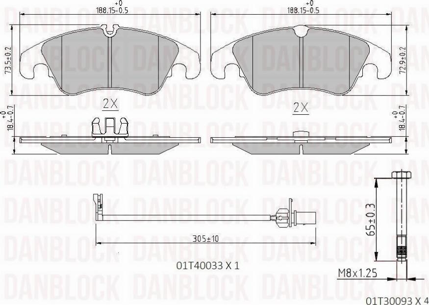 DAN-BLOCK DB 510633 - Kit de plaquettes de frein, frein à disque cwaw.fr