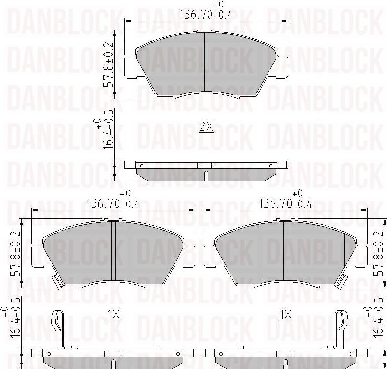 DAN-BLOCK DB 510080 - Kit de plaquettes de frein, frein à disque cwaw.fr