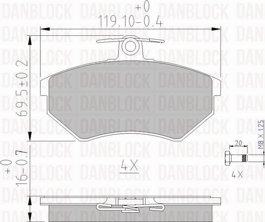 DAN-BLOCK DB 510158 - Kit de plaquettes de frein, frein à disque cwaw.fr