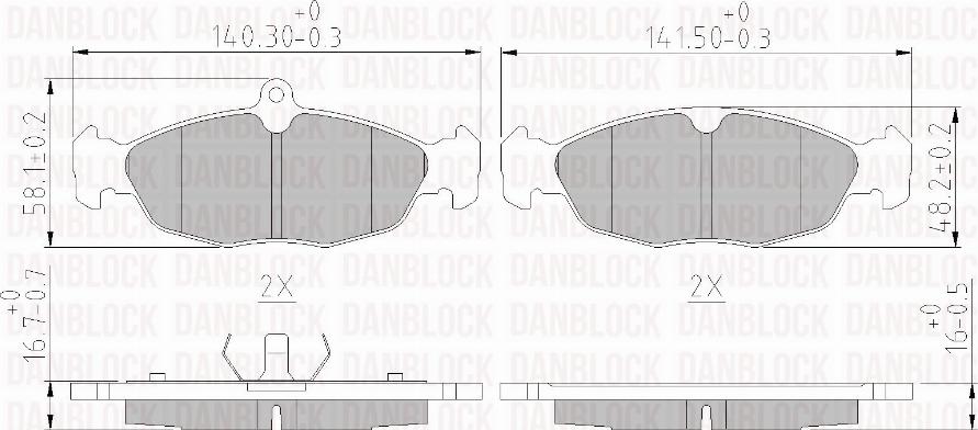 DAN-BLOCK DB 510118 - Kit de plaquettes de frein, frein à disque cwaw.fr