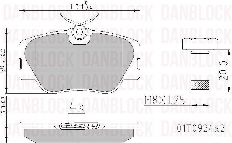 DAN-BLOCK DB 510129 - Kit de plaquettes de frein, frein à disque cwaw.fr