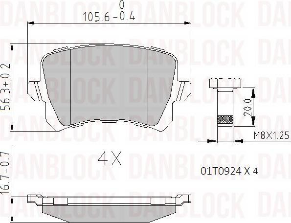 DAN-BLOCK DB 510853 - Kit de plaquettes de frein, frein à disque cwaw.fr