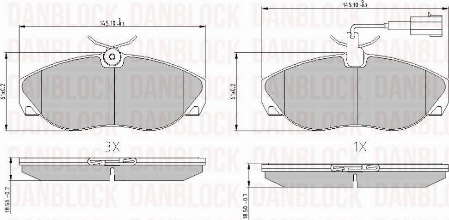 DAN-BLOCK DB 510812 - Kit de plaquettes de frein, frein à disque cwaw.fr