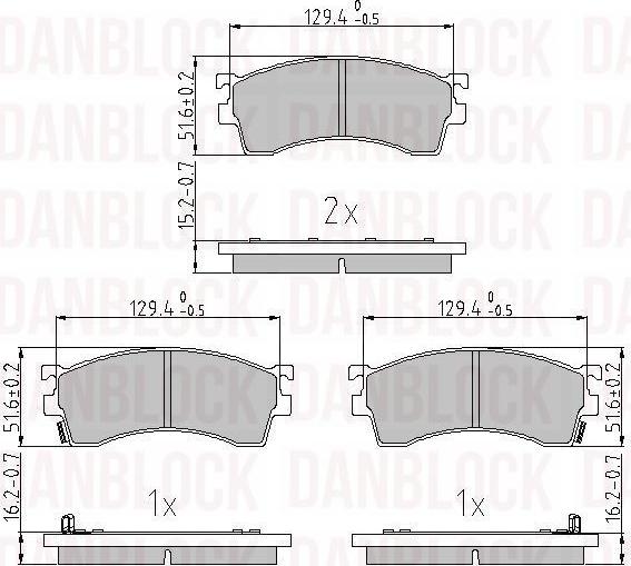 DAN-BLOCK DB 510825 - Kit de plaquettes de frein, frein à disque cwaw.fr