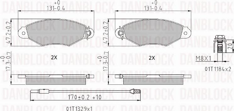 DAN-BLOCK DB 510351 - Kit de plaquettes de frein, frein à disque cwaw.fr