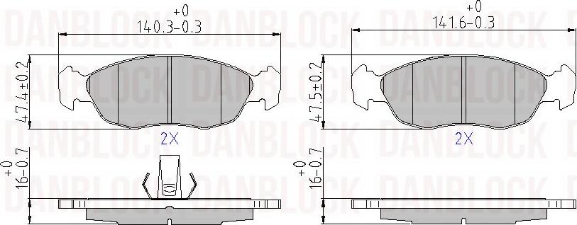 DAN-BLOCK DB 510304 - Kit de plaquettes de frein, frein à disque cwaw.fr