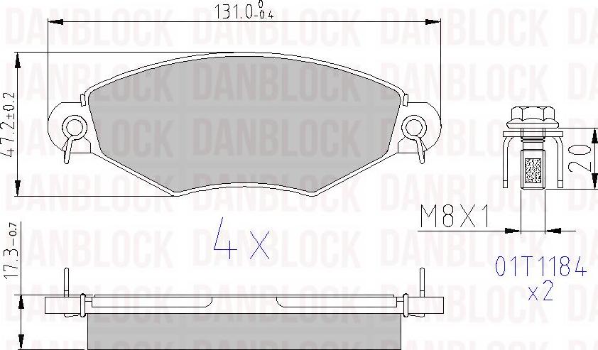 DAN-BLOCK DB 510384 - Kit de plaquettes de frein, frein à disque cwaw.fr