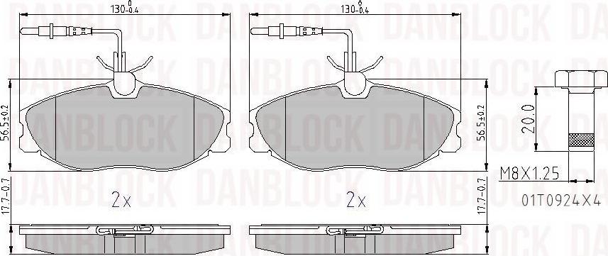 DAN-BLOCK DB 510292 - Kit de plaquettes de frein, frein à disque cwaw.fr