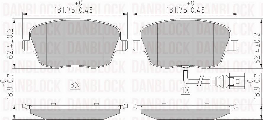 DAN-BLOCK DB 510234 - Kit de plaquettes de frein, frein à disque cwaw.fr