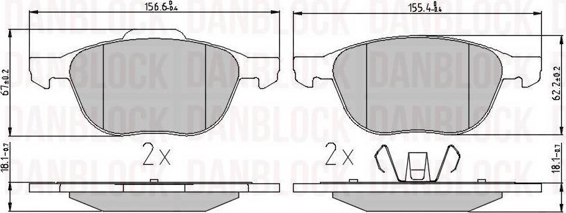 DAN-BLOCK DB 510237 - Kit de plaquettes de frein, frein à disque cwaw.fr