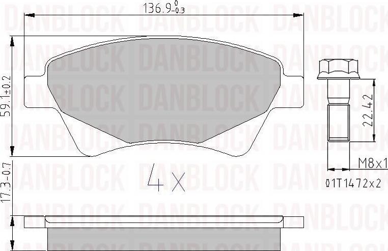 DAN-BLOCK DB 510229 - Kit de plaquettes de frein, frein à disque cwaw.fr