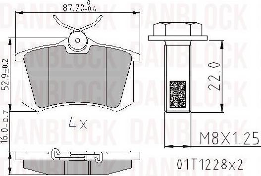 DAN-BLOCK DB 510225 - Kit de plaquettes de frein, frein à disque cwaw.fr