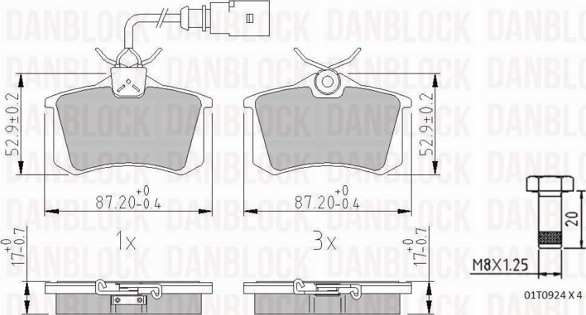 DAN-BLOCK DB 510226 - Kit de plaquettes de frein, frein à disque cwaw.fr