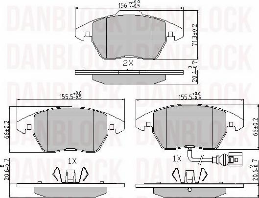 DAN-BLOCK DB 510222 - Kit de plaquettes de frein, frein à disque cwaw.fr