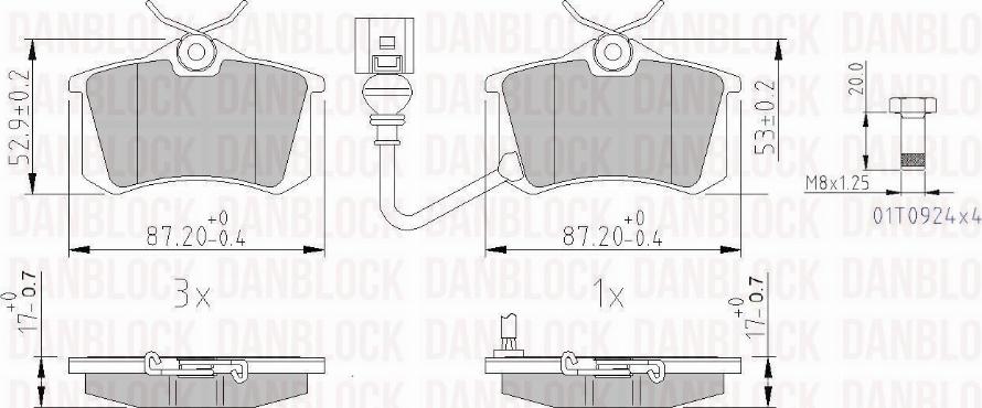 DAN-BLOCK DB 510227 - Kit de plaquettes de frein, frein à disque cwaw.fr