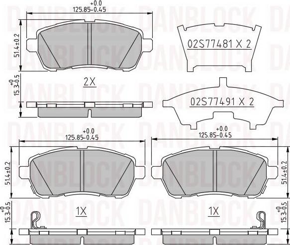 DAN-BLOCK DB 510785 - Kit de plaquettes de frein, frein à disque cwaw.fr