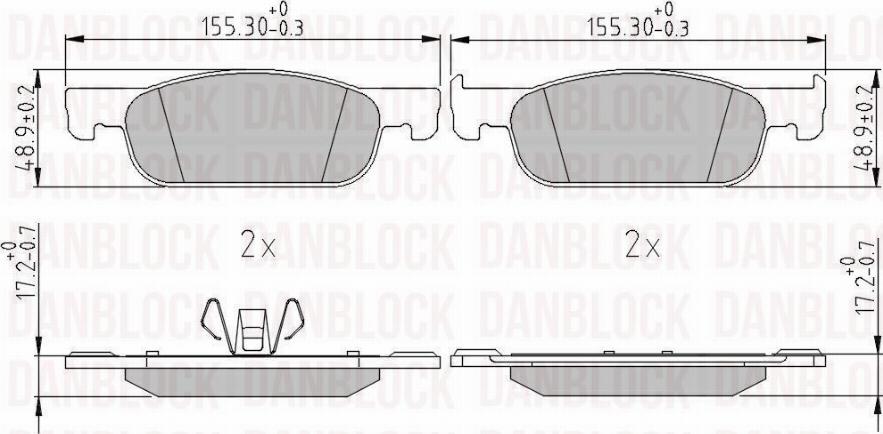 DAN-BLOCK DB 511411 - Kit de plaquettes de frein, frein à disque cwaw.fr