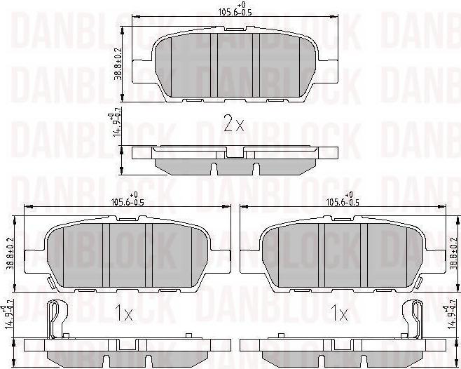 DAN-BLOCK DB 511090 - Kit de plaquettes de frein, frein à disque cwaw.fr