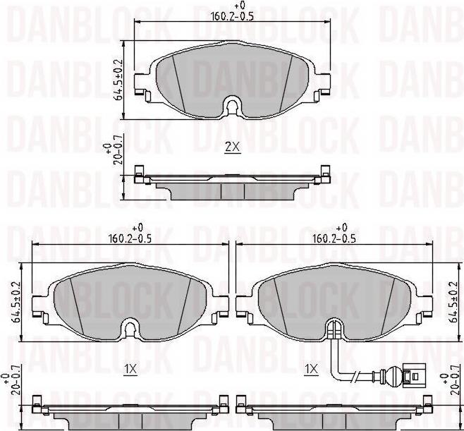 DAN-BLOCK DB 511142 - Kit de plaquettes de frein, frein à disque cwaw.fr