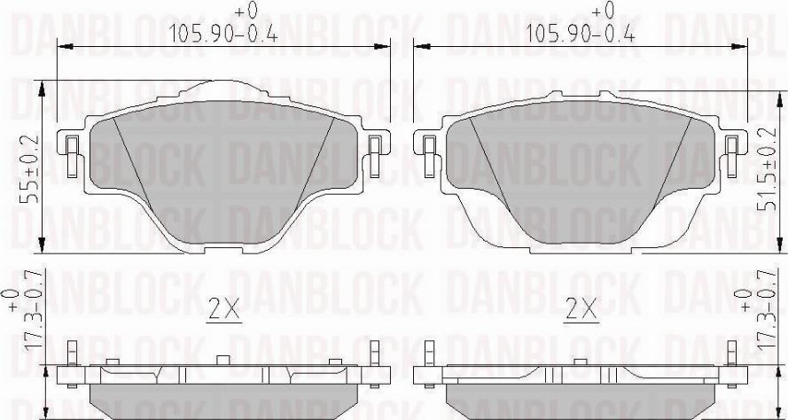 DAN-BLOCK DB 511171 - Kit de plaquettes de frein, frein à disque cwaw.fr